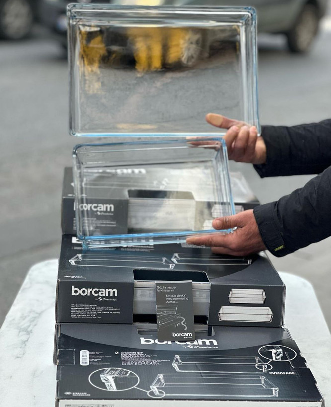 تابه های پیرکس مربع و مستطیل borcam محصول Paşabahçe ترکیه