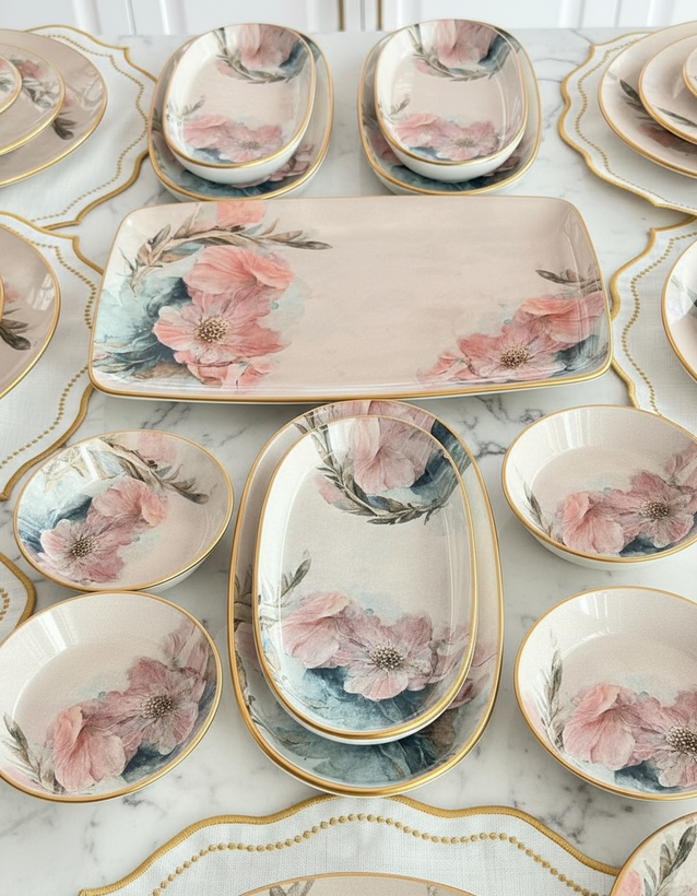 سرویس پذیرایی و عصرانه خوری و استکان نعلبکی چای خوری pink محصول گونول Gönül ترکیه