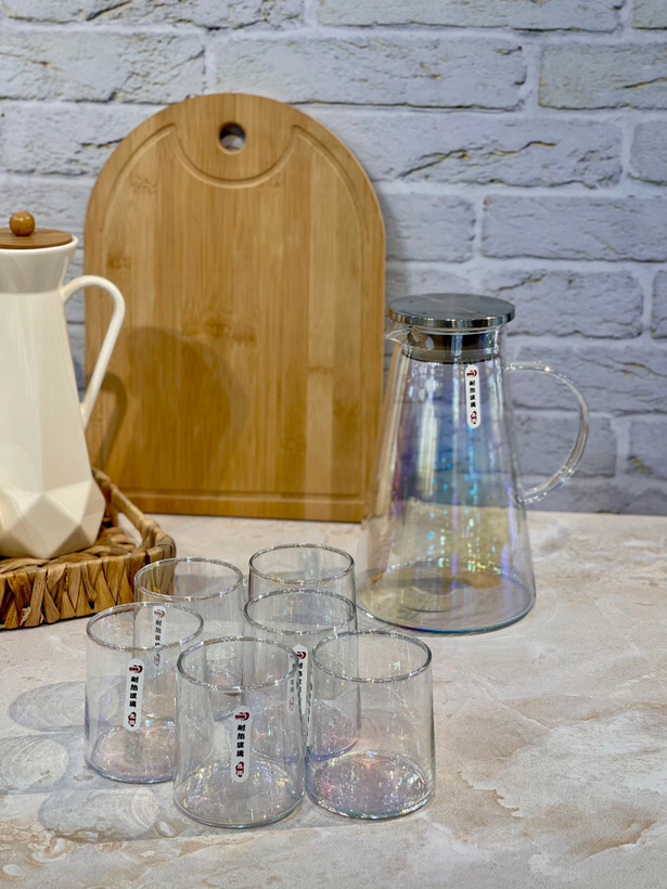 پارچ و لیوان هفت پارچه دودی محصول وارداتی Deli Glass