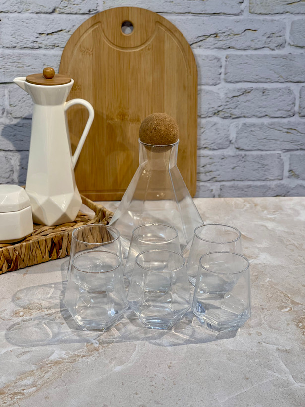 پارچ و لیوان شش ضلعی محصول وارداتی Deli Glass