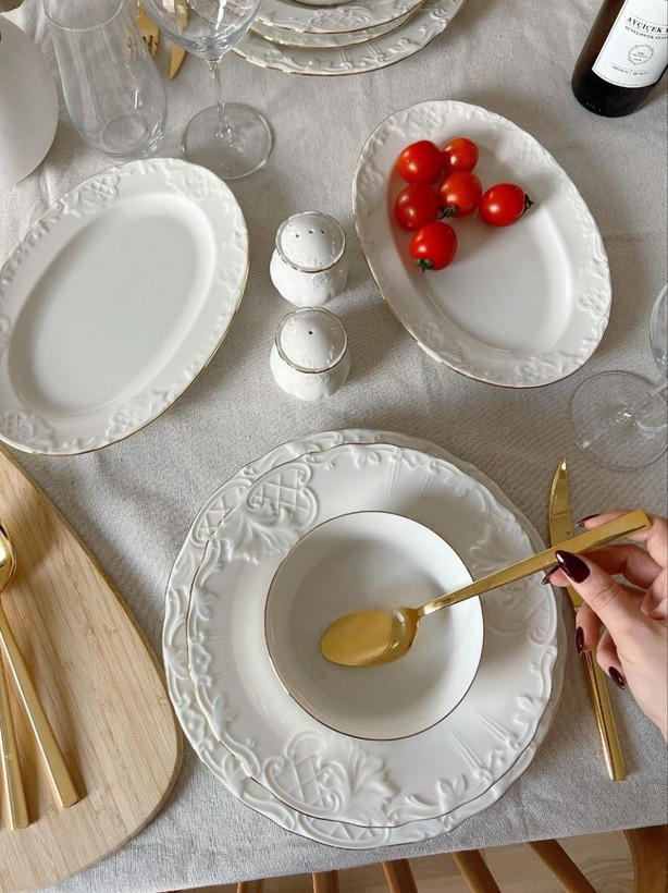 سرویس غذا خوری ۶ نفره گل برجسته Lena محصول ipek ترکیه