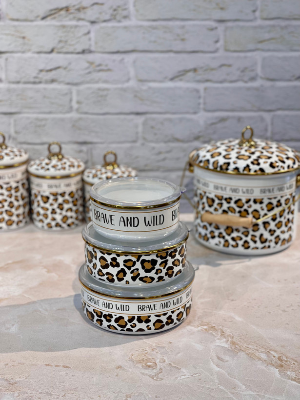 ظرف غذای لعابی سه سایز پلنگی leopar از برند acar ترکیه