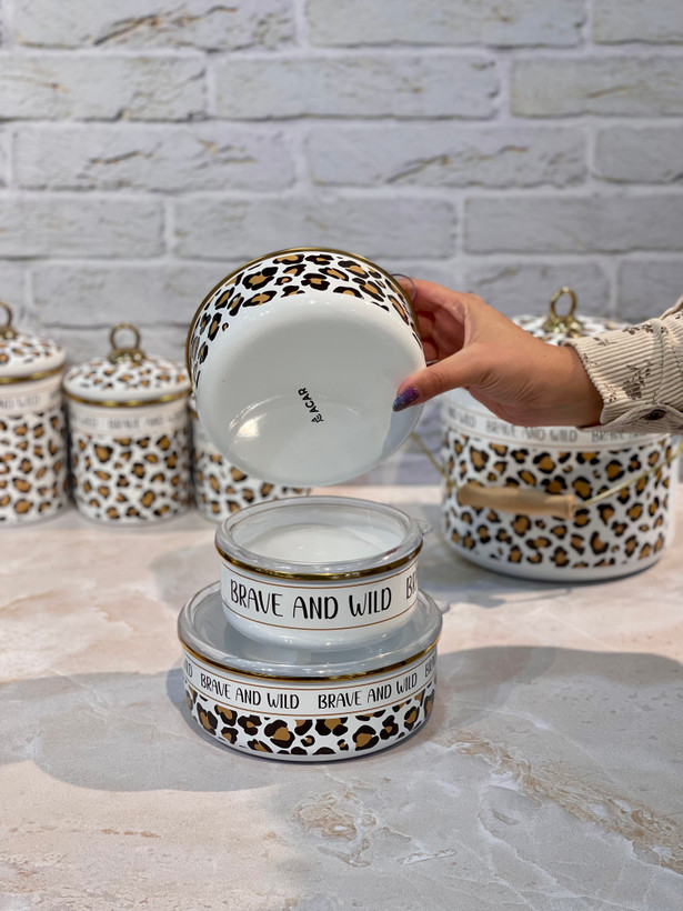 ظرف غذای لعابی سه سایز پلنگی leopar از برند acar ترکیه