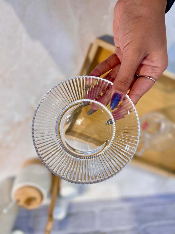فنجان و نعلبکی شیاردار کریستالین محصول وارداتی