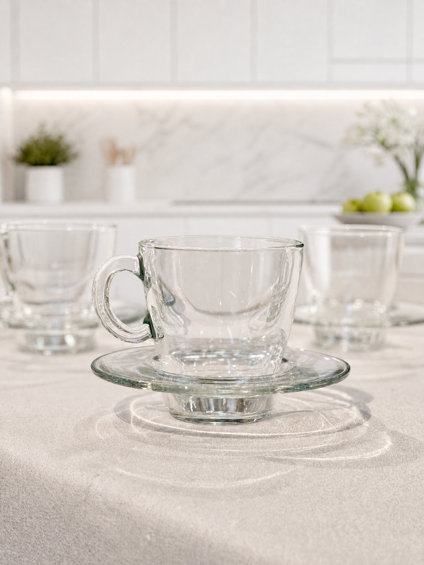 فنجان نعلبکی چای خوری Aqua محصول Paşabahçe ترکیه