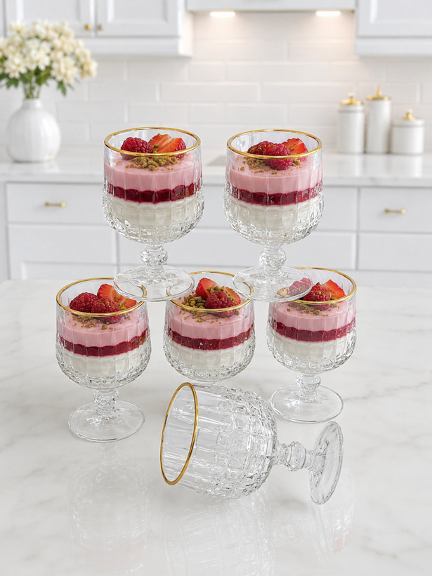 گیلاس و دسر خوری لب طلا محصول وارداتی Deli Glass